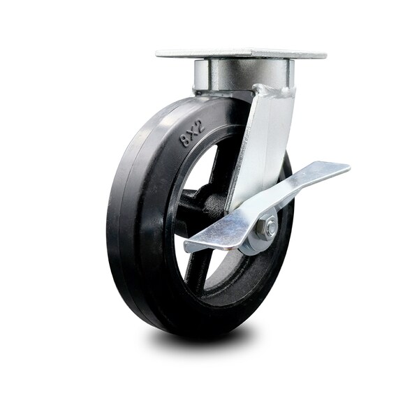 8 Inch Kingpinless Rubber on Steel Wheel Swivel Caster with Brake